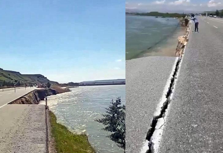 
300 metrelik kısmı çöktü! Yol trafiğe kapatıldı
