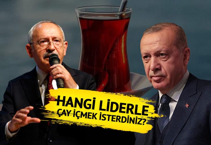 
Seçim sürecinin en ilginç anketi! Hangi liderle çay içmek isterdiniz? Erdoğan ile Kılıçdaroğlu arasındaki fark...
