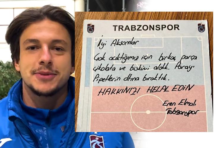 
Trabzonsporlu oyuncular büfeden aldıkları çikolata ve bisküvilerin parasını not yazarak bıraktılar
